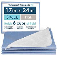 3 Pack of Washable Bed Pads for Incontinence, 17x24 Inches - Reusable Waterproof Mattress Sheet Protector Underpads for Kids, Adults or Pets