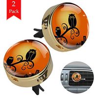 Orange Owl Halloween two gold air freshener aromatherapy essential oil diffusers for car vent clip portable with four refill pads 1.33x1.83in