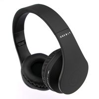 Onebit, Playbit Style, Wireless Headphones, 2 Colors, 6 Hours of Music, Auxiliary Backup Cable, with Micro SD Input, Hands-Free Function, Bluetooth 4.2, 230 mAh, Rechargeable Battery (Black)