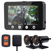 VSYSTO Motorcycle Dash Cam 4.5 inch Motorcycle Dual Camera 170° Angle Front and Rear Both 1080P WiFi Support, with GPS,Wireless Controller,Screen Voltage Show,Mountain Bike Camera Handlebar+64GB Card