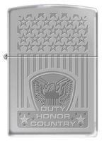 Zippo Custom Ligher - Duty Honor Country Laser Engraved Flag High Polish Chrome, New for 2011 Logo