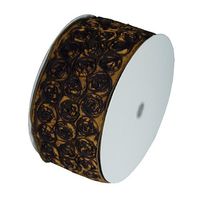 4" Wide x 10 Yards Rose Petal Rosette Ribbon with Wire Edge - Brown