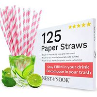 Paper Straws Biodegradable - 125 Disposable Straws - Bride Straw Pink Paper Straws Bulk for Coffee Water - Pink Party Decoration - Bachelorette Party Straws Eco Friendly Straws Paper