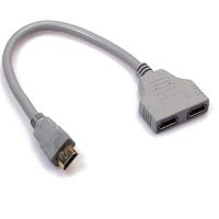 LQuite HDMI Cable 1080P Male to Dual HDMI Female 1 to 2 Way HDMI Splitter Adapter for HDMI HD, LED, LCD, TV(Gray)