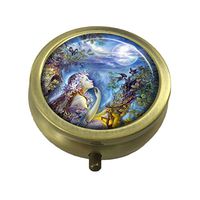 LCTCKP Girl Owls Moon Custom Fashion Hot Bronze Pill Box Western Medicine Tablet Decorative Box