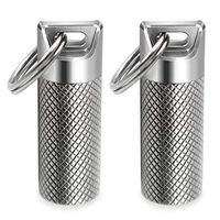 TISKY Mini Pill Box Container,Portable Titanium Waterproof Keychain Pill Holder,Small Pill Case for Outdoor Travel Purse or Pocket-2PCS
