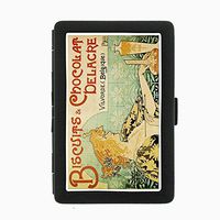 Perfection In Style Black Color Metal Cigarette Case D-055 Biscuits & Chocolat Delacre