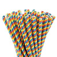 ALINK Biodegradable Wide Paper Smoothie Straws, 100 Larger Fat Rainbow Compostable Milkshakes Straws for Kids, Party Supplies, Birthday, Wedding, Bridal/Baby Shower Decorations and Holiday Celebration