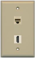 RiteAV - 1 Cat6 Ethernet and 1 HDMI Port Wall Plate - Ivory - Bracket Included