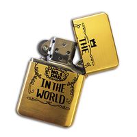 Gold Flip Top Refillable Windproof Lighter - Number One Dad in The World Lighter Gold