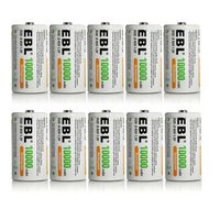 EBL 10 Pack D Size D Cell 10,000mah High Capacity High Rate NiMH Rechargeable Batteries