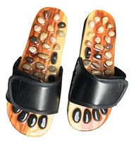 JOINTUP Men`s Thiatsu Massage Slippers in Natural Stone for Foot Plantar Acupoints Tens Reflexology Therapy for Health Care (US7.5, Black)