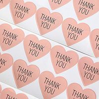 GANSSIA Heart Design Thank You Printed Gift Seal Sticker Color Pink Pack of 320 Pcs