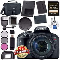 Canon EOS Rebel T7i DSLR Camera with 18-135mm Lens 1894C003 + Sony 64GB SDXC Card + LPE-17 Lithium Ion Battery + Flash + Canon 100ES EOS shoulder bag + Card Reader + Memory Card WalletBundle