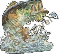 AJ's Signs & Apparel Bass and Lure Vinyl Sticker Decal Cars Trucks Vans Walls Laptop MacBook