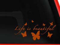 Life is beautifu butterflies silhouette nice design car truck SUV window laptop Kitchen wall macbook decal sticker Approx 8x4 inches each white (orange, 8" inches)