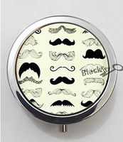 BlackKey Mustache Print Pattern 3-Compartment Decorative Pocket Gift Box Case Organizer for Pill, Color 1 -705