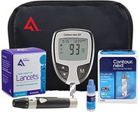 AF Contour NEXT EZ Diabetes Testing Kit | Contour NEXT EZ Blood Glucose Meter, 50 Contour NEXT Blood Glucose Test Strips, 50 Lancets, Lancing Device, Control Solution, Log Book, User Manuals and Pouch