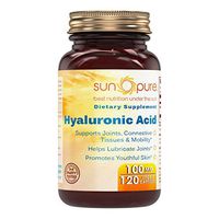 Sun Pure Premium Quality Hyaluronic Acid, 100 mg 120 Veggie Capsules Glass Bottle - Supports Joint, Connective Tissues & Mobility -Promotes Youthful Skin -Helps Lubricate Joints