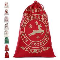 fannybuy Santa Sack Personalized Bags Large Drawstring Canvas Burlap Bag Drawstring Delivery Extra Large Size 27.5"x19.5" (C)