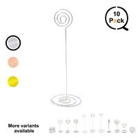 QLLY Wire Shape Place Card Holder Stands, Table Name Number Holders, Paper Menu Picture Memo Note Photo Clip Holder Food Signs for Weddings, Dinner, Parties(10 Pack) (Silver Spiral Tall)