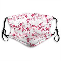 2 Pack Japan Beautiful Nature Bloom Red Sakura Flowers Pattern PM2.5 Non-Medical Ma-sk with Replaceable Filter Elements