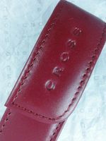 Cross Full Grain Italian Leather, Signature Perforated Detailing, Single Magnetic Flip Top Pen Pouch, Ruby Red and Can Accommodate any Cross Pen