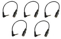 Five Pack Of YCS Basics 8 Inch 3.5mm Male Right Angle To Female 4 Conductor Adapters
