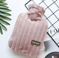 LLQ Hot Water Bottle, Winter Hand Warmer Hot Water Bag with Cover Portable Reusable Hot & Cold Therapies Pain Relief - Dark Pink