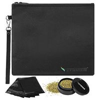 VIVOSUN Smell Proof Bag, 11" x 9" Odorless Stash Storage Pouch with 5 Sealed Bags and One Mini Spice Grinder, Black