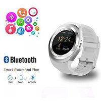 RabbyRock Y1 Bluetooth SmartWatch - HD IPS Round Touch Screen Cell Phone Watch with SIM TF Card Slot SmartWatch Pedometer Sleep Monitor Remote for Android Phones (White)