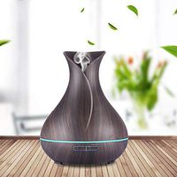 Essential Oil Diffuser 400Ml Wood Grain Ultrasonic Aroma Humidifier Low Decibel Safety Spa Yoga Aroma Diffuser with Seven-Color Night Light and Atomizing Function,Darkwood