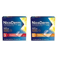 NicoDerm CQ Stop Smoking Aid 7 Milligram Clear Nicotine Patches for Quitting Smoking, Step 3, 14 Count & NicoDerm CQ Nicotine Patch, Clear, Step 2 to Quit Smoking, 14mg, 14 Count