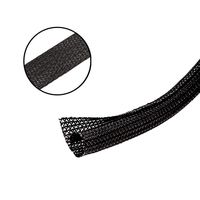 Braided 10 FT Cord Protector 0.5 Inch Wire Loom Tubing Cable Sleeve Split Sleeving For USB Charger Cable Power Cord Audio Video Cable Protect Cat Dog Pets From Chewing Cords Black