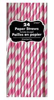 Striped Paper Straws 24 Count (Pink)