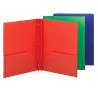 Smead Poly Two-Pocket Folder, Three-Hole Punch Prong Fasteners, Letter Size, Assorted Colors, 3 per Pack (87737)