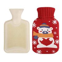 Hot Water Bottles Rubber Hot Water Bag Therapy Heating Pad Warming Pain Relief Hot Water Bottle Portable Hand Foot Warmer Heated Pad Heating Bag for Pain Relief Muscle Relaxation Knit Cover Xmas Gift