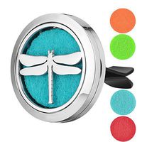 Garden Charms Dragonfly Aromatherapy Perfume Oil Scent Diffuser Locket 30mm 316L Stainless Steel with 5pcs Felt Pads Randomly (A)