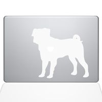 The Decal Guru I Love My Pug Decal Vinyl Sticker, 11" MacBook Air, White (1487-MAC-11A-W)