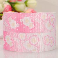 10 Yards7/8"22mm beautiful pink flower cartoon Printed Gift Grosgrain Ribbon
