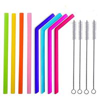 HMILYDYK BPA Free Reuseable Silicone Straws for Yeti/Rtic 30 Oz Tumbler Rambler 4PCS Angled and 4PCS Stright Drinking Straw with 4 Cleaning Brushes