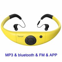 Tayogo 8GB Waterproof MP3 Player, Bluetooth Swimming Headphones Underwater 10FT with Shuffle Feature, Support FM APP Flash Drive - Yellow