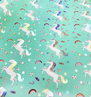 Whimsical Silver Haired Christmas Winter Unicorns & Peppermint Candies Shiny Iridescent Holiday Gifting Gift Present Wrapping Paper 2.5' x 12'