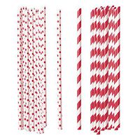 Darice Red Polka Dot and Stiped Paper Straws, 100 Piece