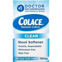 Colace Clear Stool Softener 50mg Soft Gels 28 Count Docusate Sodium Stool Softener for Gentle Dependable Relief Doctor Recommended