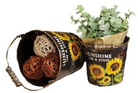 Your Heart's Delight Sunflowers Round Buckets with Handle, 5 by 4-1/4-Inch