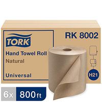 Tork Universal RK8002 Hardwound Paper Roll Towel, 1-Ply, 7.875" Width x 800' Length, Natural, Green Seal Certified (Case of 6 Rolls, 800 per Roll, 4,800 Feet)