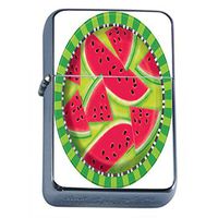 Watermelon Flip Top Oil Lighter Em3 Smoking Cigarette Silver Case Included