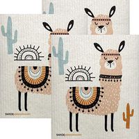 Pink Llama Set of 3 Swedish Dishcloths | ECO Friendly Sponge Cloth | Paper Towel Replacement