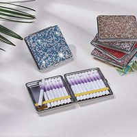 Elecrelive Blue Metal Cigarette Case Holds 20 Regular Cigarettes Double Sided Shiny Cigarette Diamonds Holder Capacity Cigarette Box Cigaret Box for Men & Women